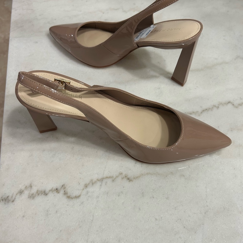 Marc Fisher Nude Patent Slingback Heels